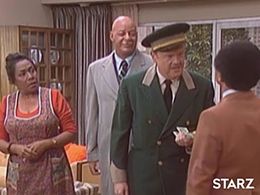 Sherman Hemsley, Albert Reed, Isabel Sanford, and Ned Wertimer in The Jeffersons (1975)