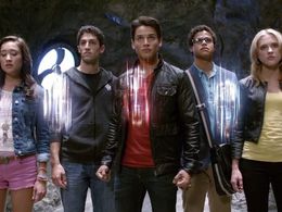 Christina Masterson, Azim Rizk, Ciara Hanna, Andrew Gray, and John Mark Loudermilk in Power Rangers Megaforce (2013)
