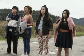 Sabrina Wu, Stephanie Hsu, Ashley Park, and Sherry Cola in Joy Ride (2023)