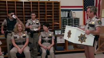 Mary Birdsong, Robert Ben Garant, Kerri Kenney, Thomas Lennon, and Wendi McLendon-Covey in Reno 911! (2003)