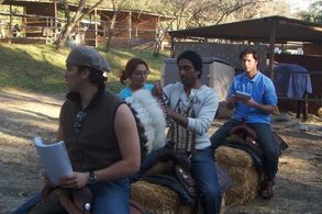 On set of Creative Differences with Josh Alba and Justin Shilton