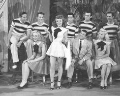 Judy Clark, Tony Pastor, Jean Porter, June Preisser, and Alex Romero in Two Blondes and a Redhead (1947)