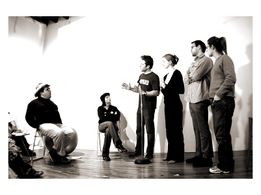 Mick Lauer, Theodore Bouloukos, Katharine Heller, Aylam Orian, Brenna Palughi, and Gretchen Poulos in Joy Incorporated (