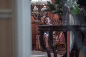 Juliana Davies on set for The Post