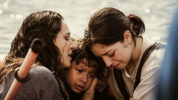 Carlos Solórzano, Fernanda Urrejola, and Venus Ariel in The Black Demon (2023)
