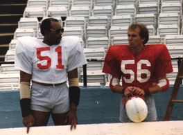 On the set of No Safe Haven with Harvey Martin