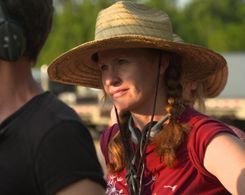 Anna Gutto on set for Paradise Highway