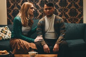 Jessie Vaughn with Adam D. Crain behind the scenes of “A Good Home”