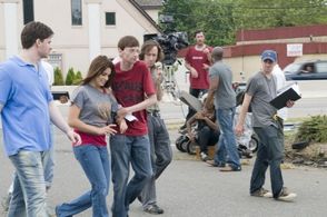 DJ Qualls, Nikki Reed, Kevin Arbouet on the set of Last Day of Summer