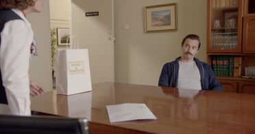 Richard Pyros and Kitty Flanagan in 'Fisk' (ABC)