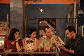 Dian Sastrowardoyo, Nicholas Saputra, Oka Antara, and Hannah Al Rashid in Aruna & Her Palate (2018)