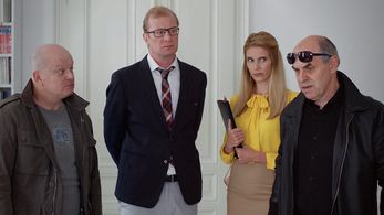 Miroslav Táborský, David Novotný, Martin Pechlát, and Henrieta Hornácková in The Case of the Dead Deadman (2020)
