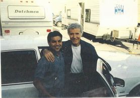 Actor Ricardo Montalban on the set of 