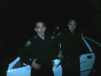 Mel England and Judson Jones on the set of 