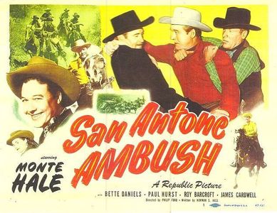 Roy Barcroft, Tommy Coats, Bette Daniels, and Monte Hale in San Antone Ambush (1949)