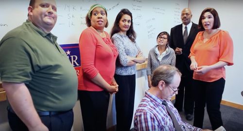 Thomas W. Ashworth, Mark Berry, Gita Reddy, Barbara Kerford, Sonja Inge, Ian Scott Rudolph, and Joy Regullano in Blank P
