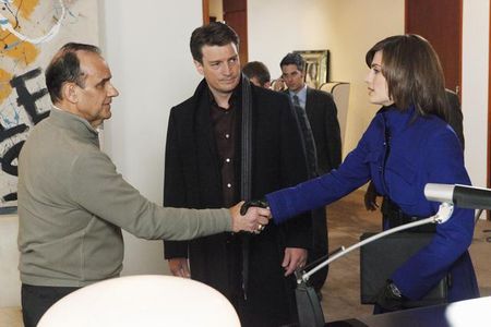 Nathan Fillion, Joe Torre, and Stana Katic in Castle (2009)