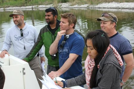 Filming on the boat in Paranormal Island (2013)