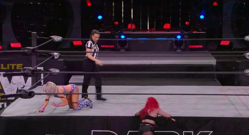 Aubrey Edwards, Abadon, and Rachel Kelvington in AEW Dark: Elevation (2021)