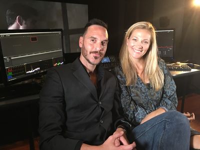 producer Heather DeVan and director Jason DeVan being interviewed for Tell Me Your Name