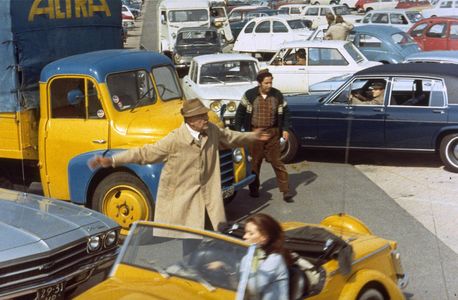 Jacques Tati, Maria Kimberly, and Marcel Fraval in Trafic (1971)