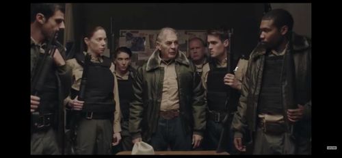 Robert Forster, Jim Cummings, Skyler Bible, and Demetrius Daniels in The Wolf of Snow Hollow (2020)