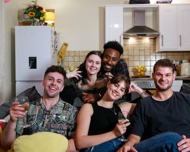 Leon Dean, Ella Djurovich, Gino Wilson, Yannick Budd, and Hayley Osborne in The Birthday Dinner Trilogy: Host (2022)
