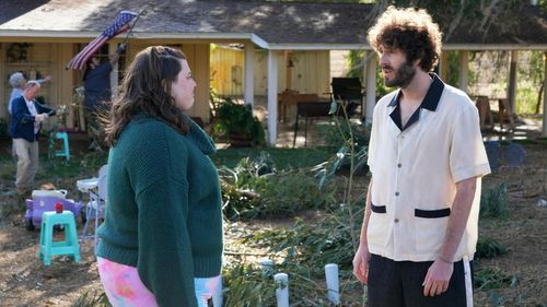 Melanie Ehrlich and Dave Burd in Dave: The Storm (2023)