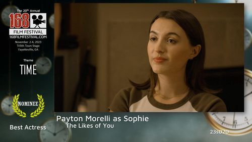 Nomination for Best Actress in the 168 Hour Film Festival 2023