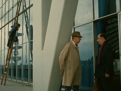 Jacques Tati and Honoré Bostel in Trafic (1971)