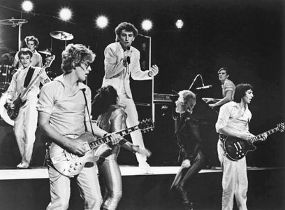 Rick Anderson, Michael Cotten, Prairie Prince, Bill Spooner, Roger Steen, Fee Waybill, and Vince Welnick in Xanadu (1980