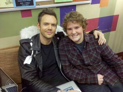 On set with Joel McHale on Community