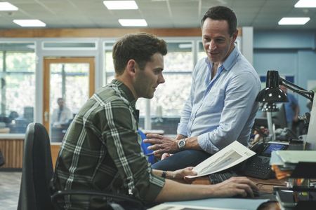 Thomas Law (DC Eddie Martin) and Andrew Dowbiggin (DS James Clarke) in The Bay, series 4.