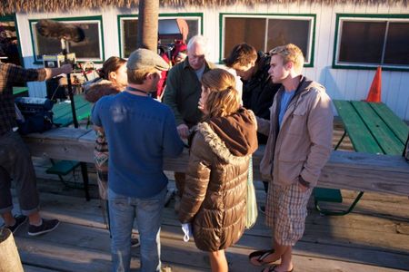 Cast of Caretaker (2012) on set Lance Henriksen, Briana Evigan, Randy Wayne, Sarah Karges and Ben Elliott with Director 