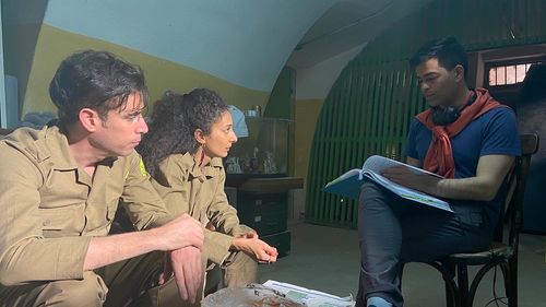 On set of A Gaza Weekend