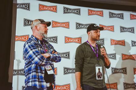 Pablo Bryant and Ted Collins at an event for Mr. Fish: Cartooning from the Deep End (2017)