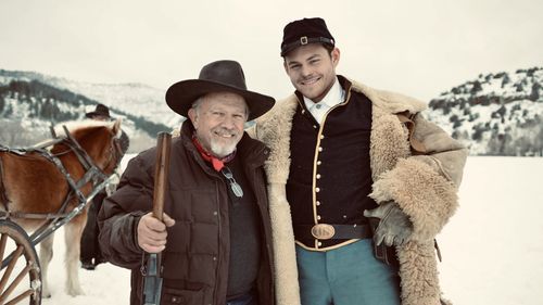 Cooper North & Thell Reed on set of Hostile Territory (2022)