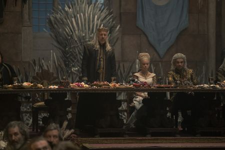Paddy Considine, Theo Nate, and Milly Alcock in House of the Dragon (2022)