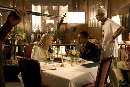 (l to r) Sunny Mabrey, Ice Cube and director Lee Tamahori on the set of Revolution Studios' new action thriller XXX: Sta