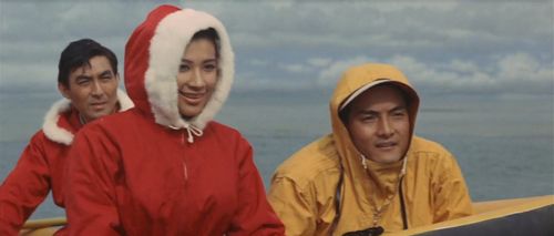 Akihiko Hirata, Akira Kubo, and Bibari Maeda in Son of Godzilla (1967)