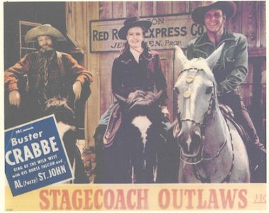 Buster Crabbe, Frances Gladwin, and Al St. John in Stagecoach Outlaws (1945)