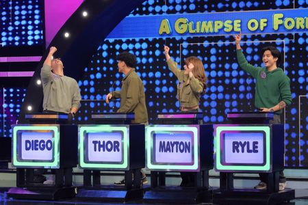Thor Gomez, Diego Loyzaga, Mayton Eugenio, and Ryle Paolo Santiago in Family Feud Philippines (2022)