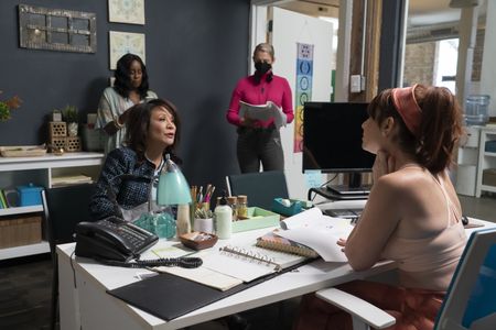 Layne Marie Williams, Cheri Oteri, Lisa Beasley, and Ashley Joyce on set of ZEN ROOM