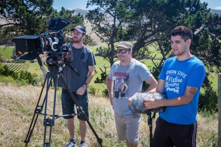 On the set of 'Majestic Vineyard' February 2016. Camera Operator, Daniel Wye, 1st AD, Aaron Falvey and Boom Operator, Sa