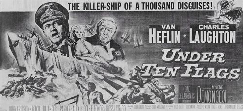 Van Heflin, Charles Laughton, and Mylène Demongeot in Under Ten Flags (1960)