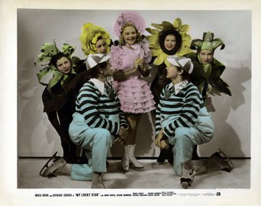 Bonnie Bannon, Barbara Brewster, Gloria Brewster, Jack Heasley, Robert Heasley, Sonja Henie, and Eleanor Peterson in My 