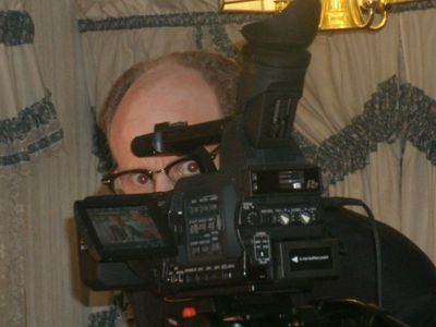 Having fun on the set of 