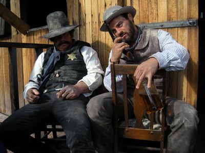 Jeffery Dean as Kemp Reeves on the set of The GunDown in Benson, AZ