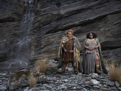 Sophia Nomvete and Owain Arthur in The Lord of the Rings: The Rings of Power: Adrift (2022)