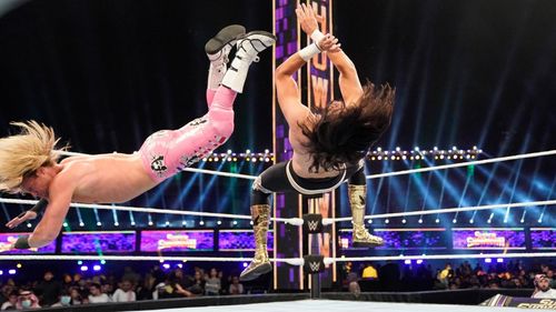 Mansoor Al-Shehail and Nic Nemeth in WWE Super Show-Down (2020)